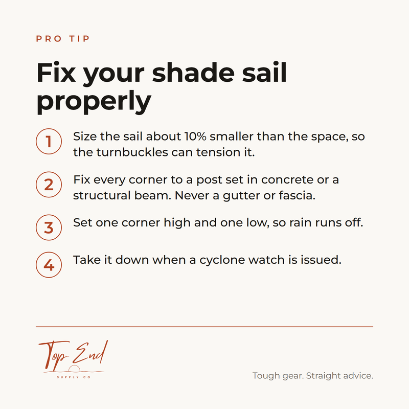 Pro tip card: fix your shade sail properly, in four steps